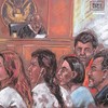 Five of the 10 arrested Russian spy suspects in a New York courtroom on June 28, 2010.